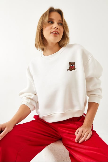 Geborduurd Korte Sweatshirt met Strik - Image 2