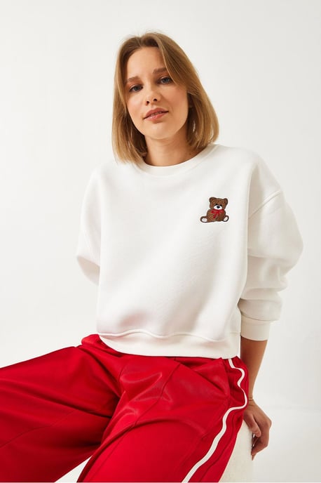 Geborduurd Korte Sweatshirt met Strik - Image 4