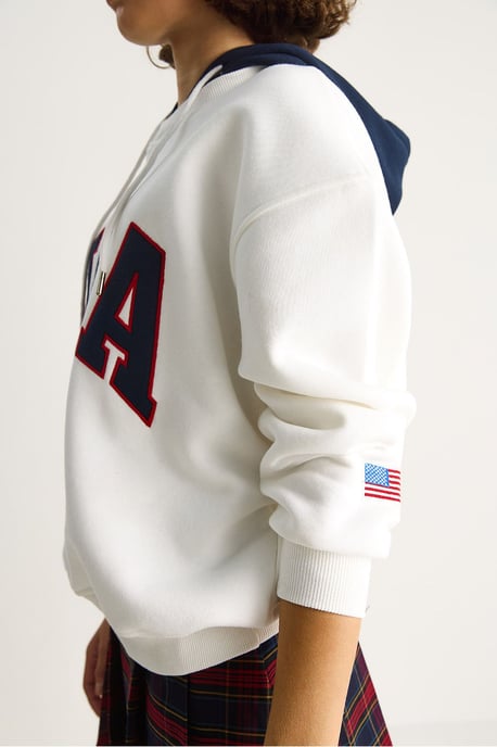 Gewatteerde Oversized Bedrukte Sweatshirt met Kap - Image 6