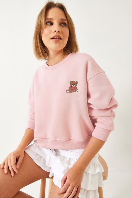 Geborduurd Crop Sweatshirt met Strik - Image 3