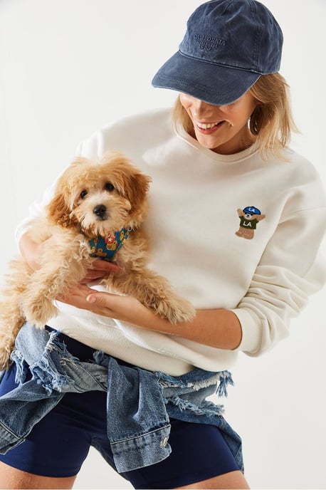 Broderad bomulls sweatshirt med rund hals - Image 2