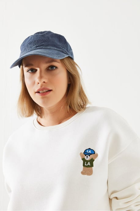 Broderad bomulls sweatshirt med rund hals - Image 3