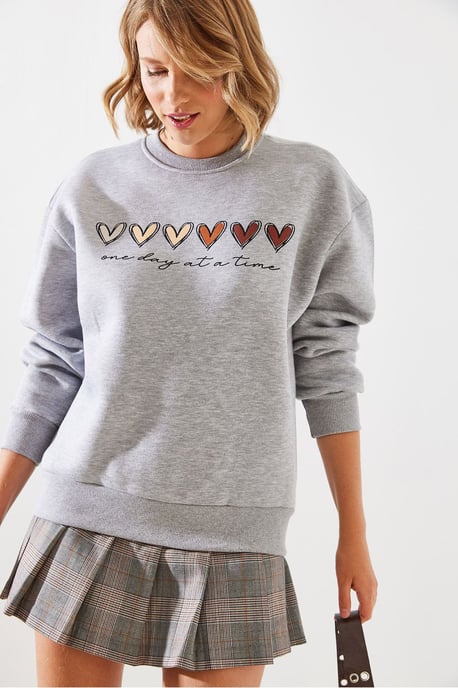 Hartpatroon Sweatshirt met Ronde Hals - Image 2