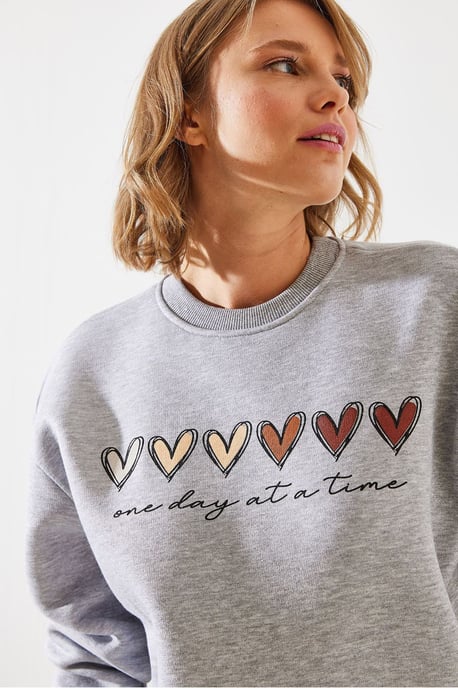 Hartpatroon Sweatshirt met Ronde Hals - Image 3