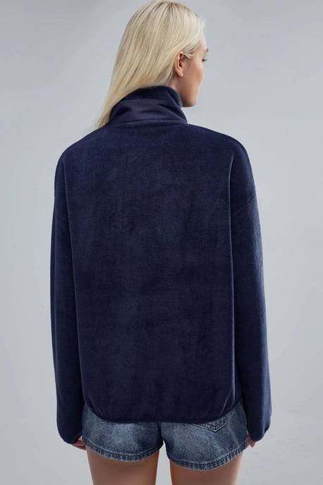 Ritskraag Pluche Gebreide Sweater met Zak - Image 2