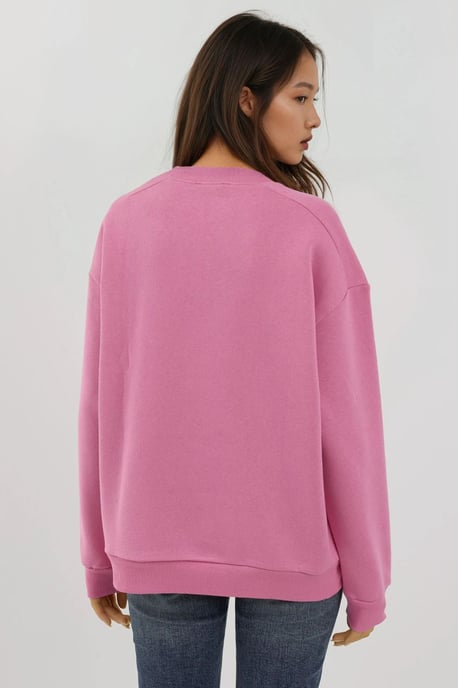 Textured Crew Neck Sweatshirt with Zipper Detail - Image 4