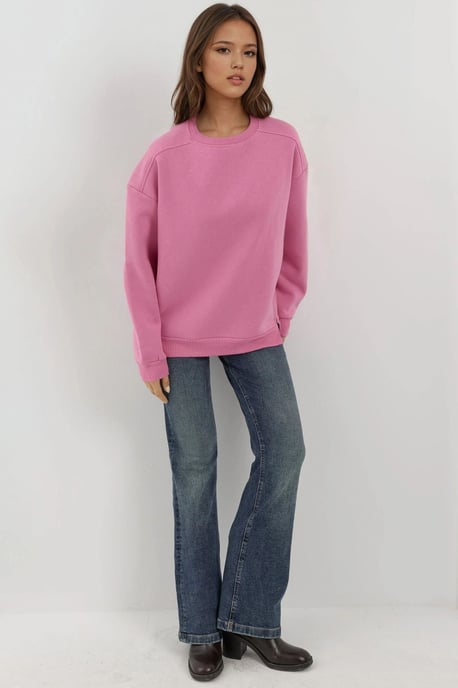 Textured Crew Neck Sweatshirt with Zipper Detail - Image 5
