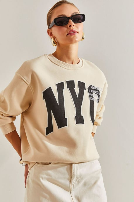 Överdimensionerad sweatshirt med rund hals och logotyp - Image 2
