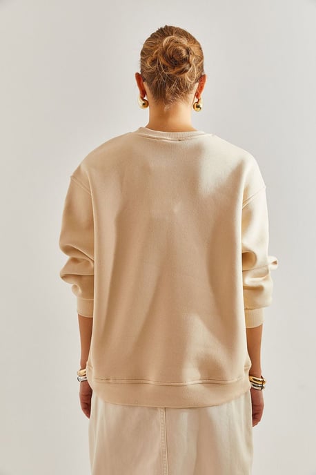 Överdimensionerad sweatshirt med rund hals och logotyp - Image 4
