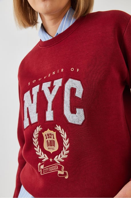 Geborduurd Ronde Hals Katoenen Sweatshirt - Image 2