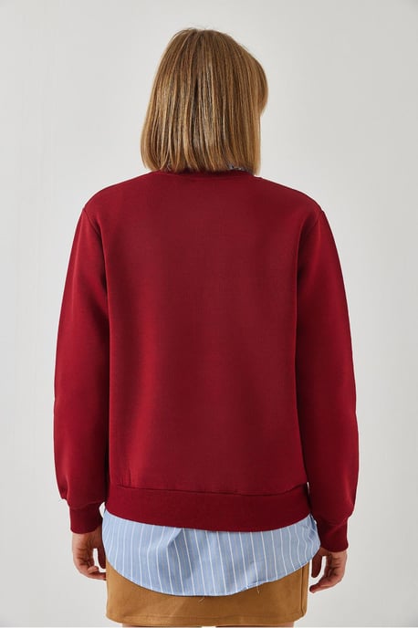 Geborduurd Ronde Hals Katoenen Sweatshirt - Image 3