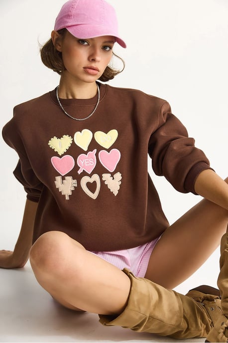 Hart Applicatie Relaxed Fit Rundhals Sweatshirt - Image 3