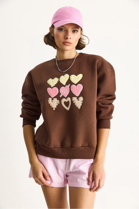Hart Applicatie Relaxed Fit Rundhals Sweatshirt - Image 5