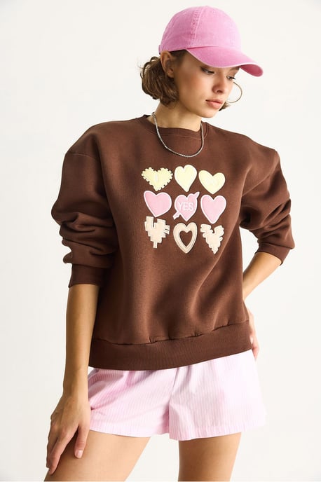 Hart Applicatie Relaxed Fit Rundhals Sweatshirt - Image 6
