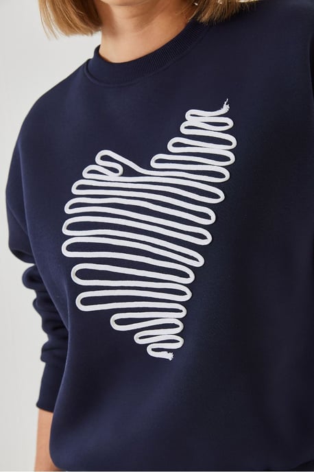 Geborduurd Ronde Hals Katoenen Sweatshirt - Image 2
