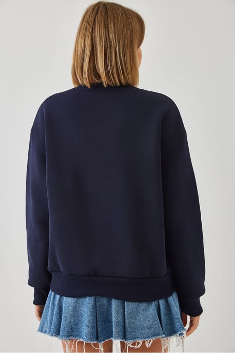 Geborduurd Ronde Hals Katoenen Sweatshirt - Image 3