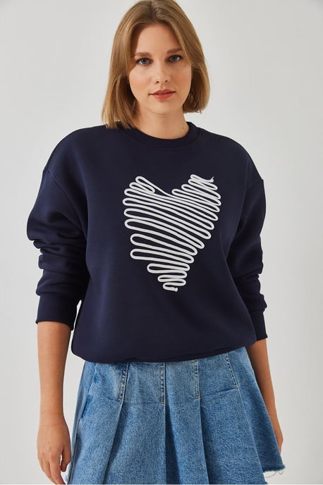 Geborduurd Ronde Hals Katoenen Sweatshirt - Image 4