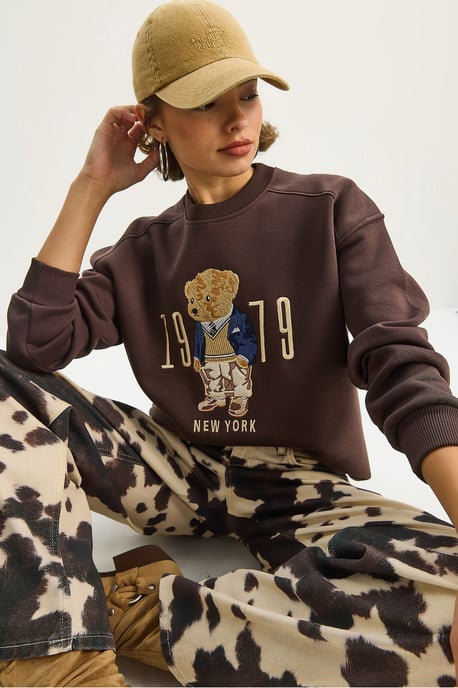 Relaxed Fit Printed Crew Neck Sweatshirt - Image 2
