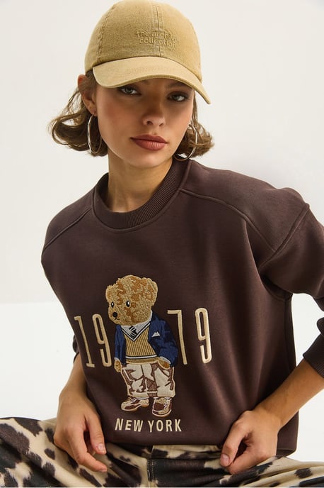 Relaxed Fit Printed Crew Neck Sweatshirt - Image 3