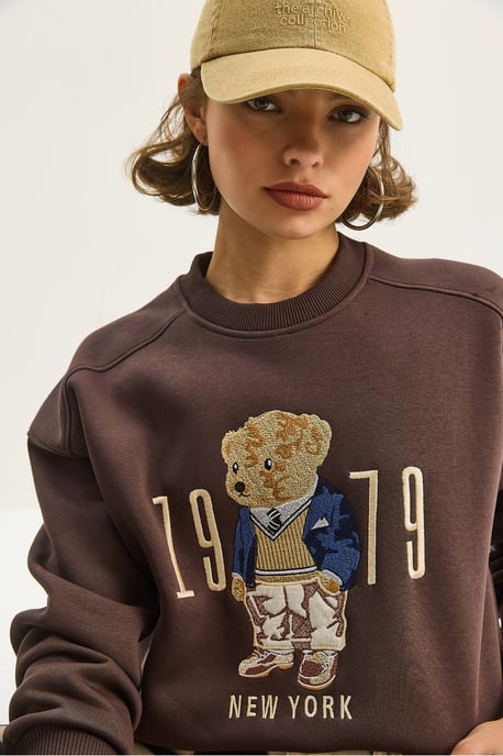 Relaxed Fit Printed Crew Neck Sweatshirt - Image 4