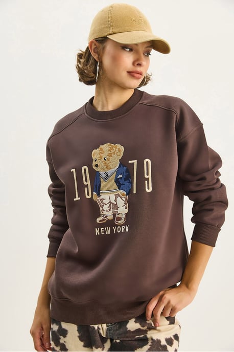 Relaxed Fit Printed Crew Neck Sweatshirt - Image 5
