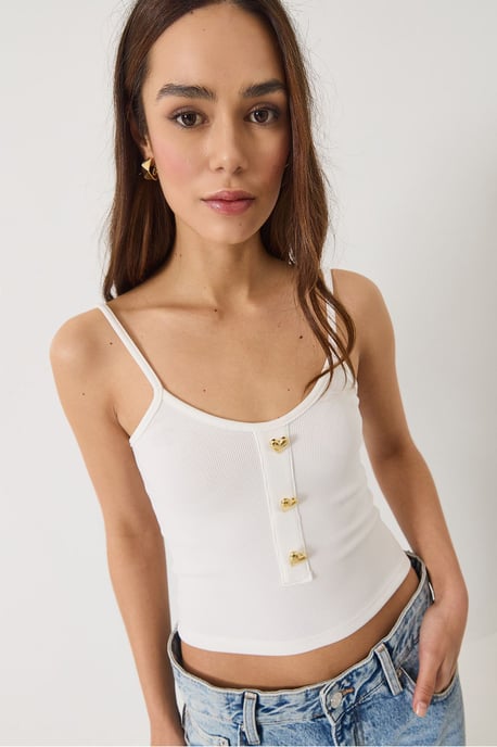 Tight Crop Tank Top med Knappar - Image 2