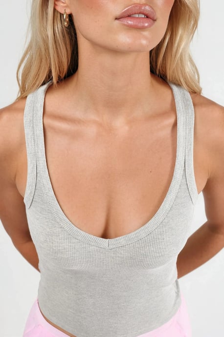 V-hals Ribgebreide Viscose Blend Tanktop - Image 4