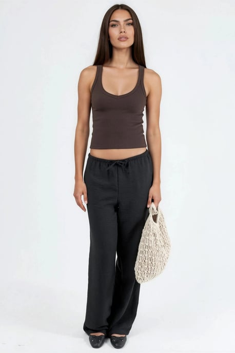V-hals Geribde Viscose Mix Mouwloze Top - Image 4