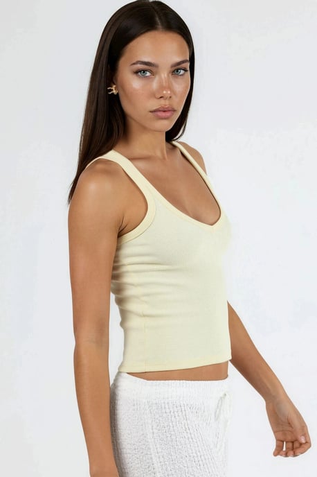 V-hals Ribbels Viscose Mix Tanktop - Image 3