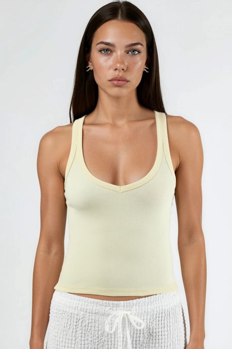 V-hals Ribbels Viscose Mix Tanktop - Image 6