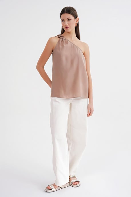 Asymmetrisk Krage Accessoar Detaljerad Topp - Image 2