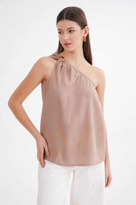 Asymmetrisk Krage Accessoar Detaljerad Topp - Image 3