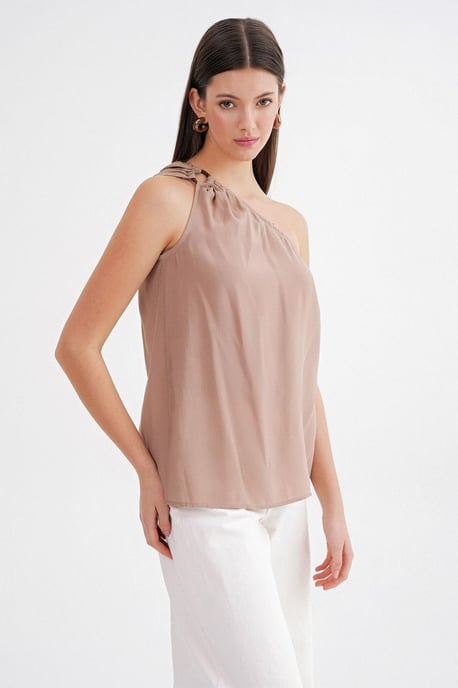 Asymmetrisk Krage Accessoar Detaljerad Topp - Image 4