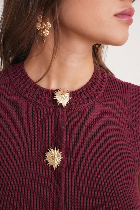 Textured Knit Crop Top with Button Details - Image 6