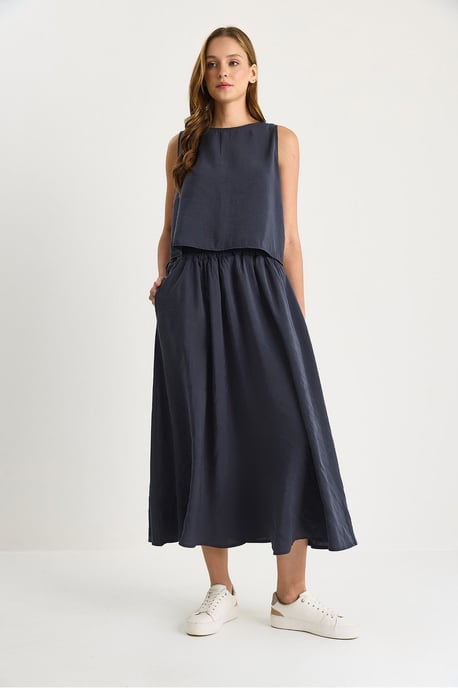 Mouwloze Scoop Neck Tanktop en Midi Rok Co-Ord Set - Image 3