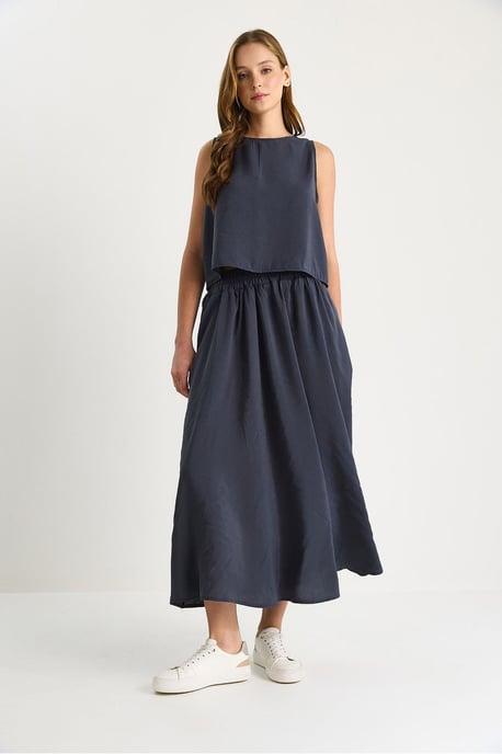 Mouwloze Scoop Neck Tanktop en Midi Rok Co-Ord Set - Image 5