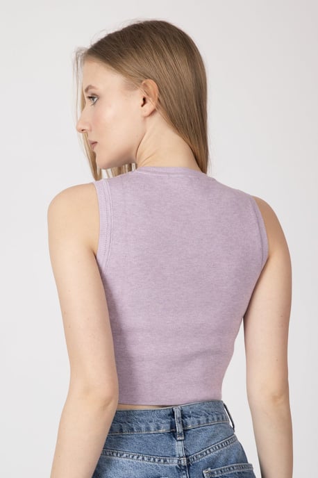 Stickad Crew Neck Crop Top - Image 2
