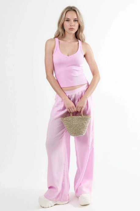 V-hals Ribbels Viscose Mix Tanktop - Image 5