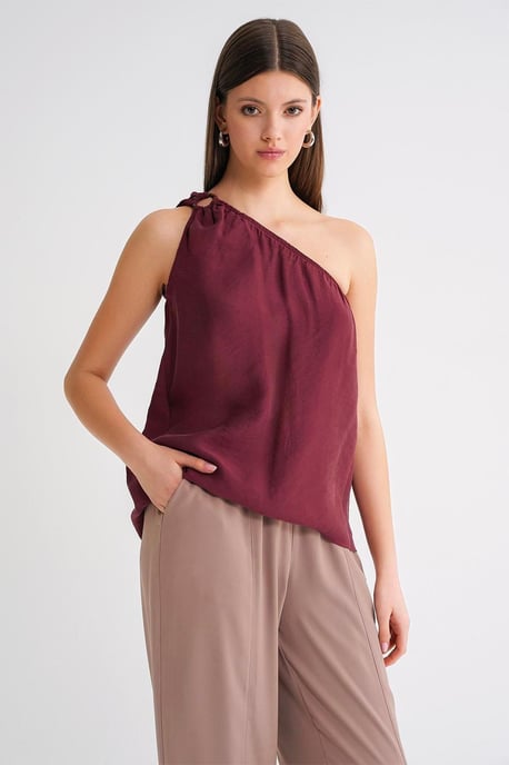 Asymmetrisk Krage Accessoar Detaljerad Topp - Image 2