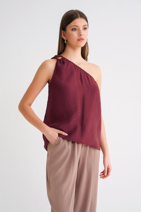 Asymmetrisk Krage Accessoar Detaljerad Topp - Image 3