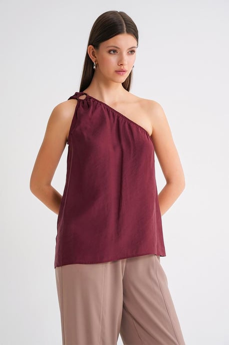 Asymmetrisk Krage Accessoar Detaljerad Topp - Image 4