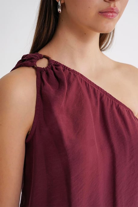 Asymmetrisk Krage Accessoar Detaljerad Topp - Image 5