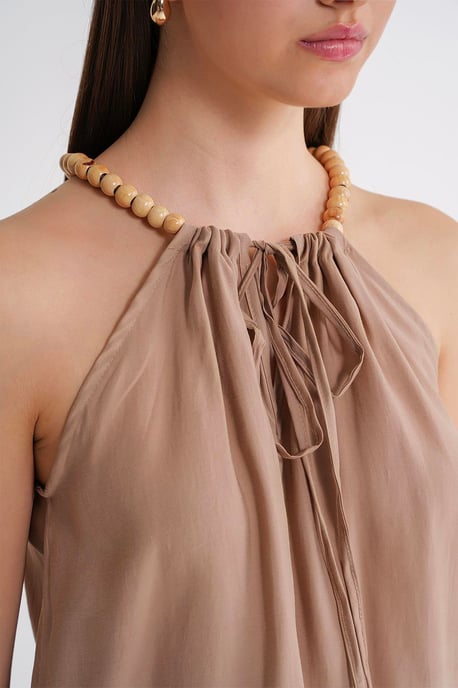 Pärlrem Halterneck Ärmlös Vävd Topp - Image 6