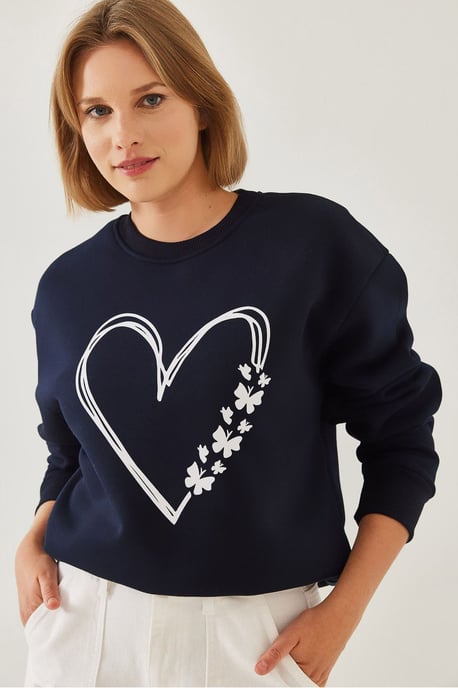 Geprinte Crew Neck Relaxed Fit Sweatshirt - Image 3