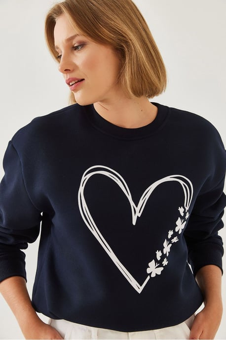 Geprinte Crew Neck Relaxed Fit Sweatshirt - Image 4