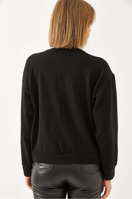 Leopard Print Sequin Crew Neck Sweatshirt - Image 4