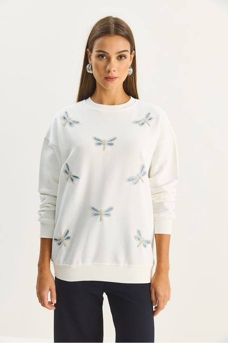 Libelle Geborduurde Ronde Hals Sweater - Image 4