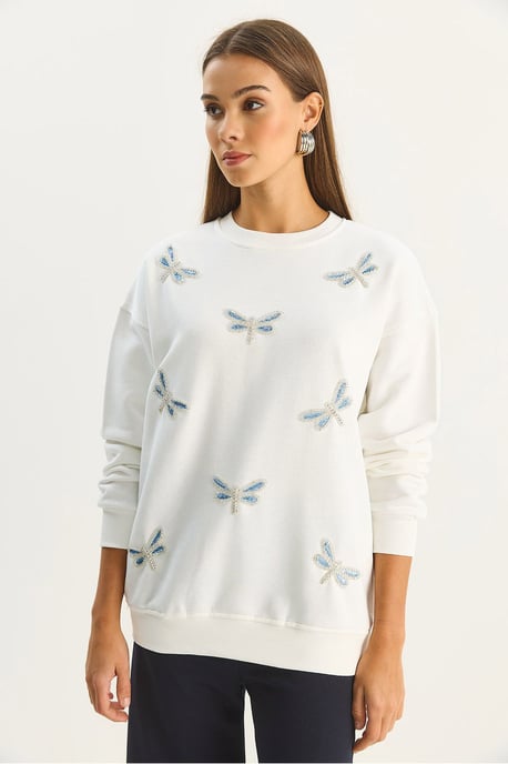 Libelle Geborduurde Ronde Hals Sweater - Image 5