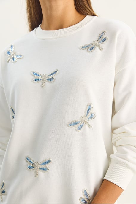 Libelle Geborduurde Ronde Hals Sweater - Image 6