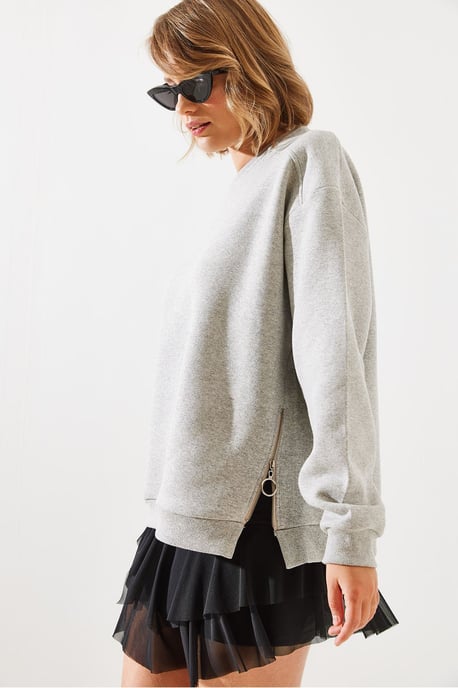 Sweater met Ritsdetail en Ronde Hals - Image 2